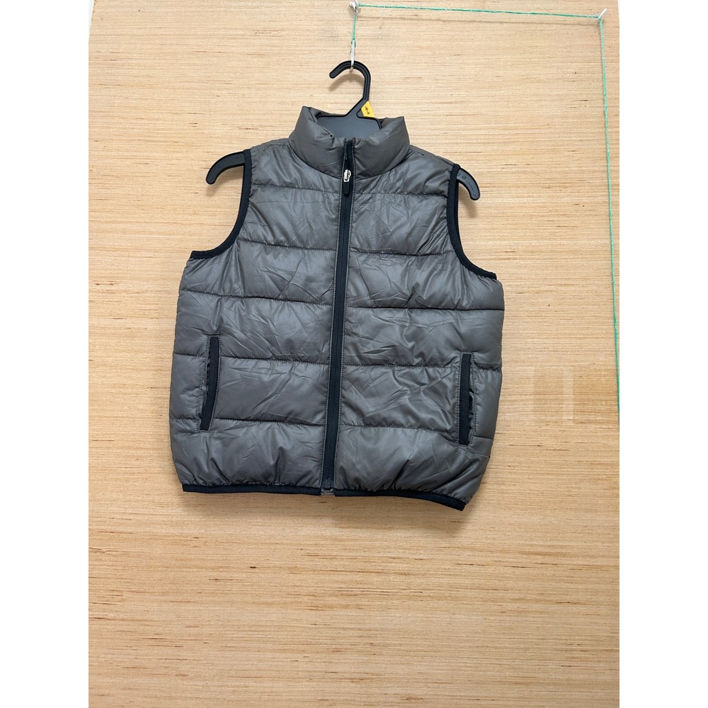 Old Navy Mens XS Puffer Vest Gray Quilted Full Zip Sleeveless Jacket Mock Neck‎